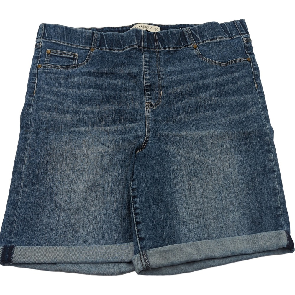 Liverpool Los Angeles Eco Logical Pull On Denim Shorts Medium Wash Blue 33/16